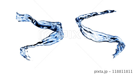 Splashing water flows in a spiral. Twisted water splash. 118811811