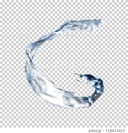 Splashing water flows in a spiral. Twisted water splash. 118811822