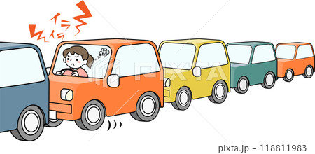 渋滞でイライラしている女性ドライバー 118811983