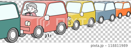 Senior female driver having trouble with traffic jam 118811989