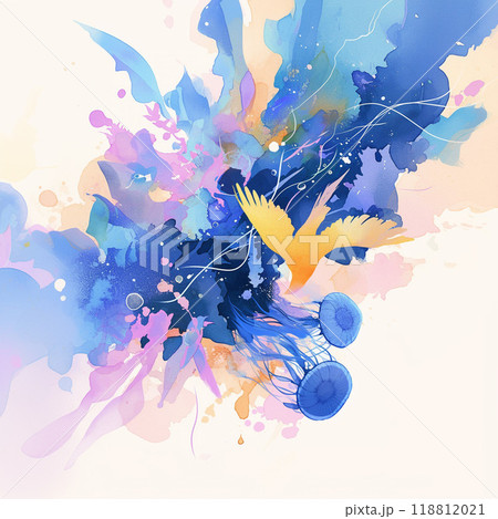 水彩タッチの幻想的な自然の風景 118812021