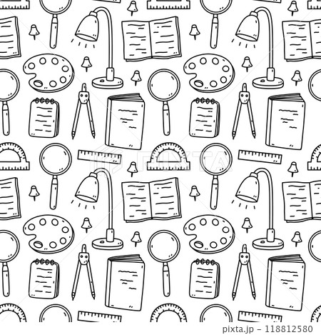 Seamless pattern with school items 118812580