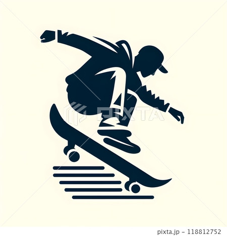 A minimalistiA minimalistic graphic design of a skateboarder.c graphic design of a skateboarder. 118812752