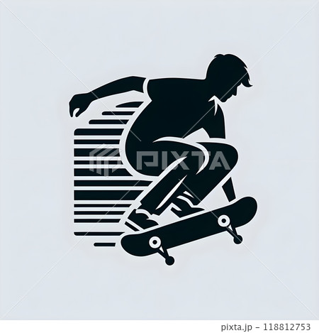 A minimalistiA minimalistic graphic design of a skateboarder.c graphic design of a skateboarder. 118812753
