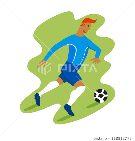 Vector illustration of soccer - football - player. He runs across the field after the ball. Vector illustration of soccer - football - player. He runs across the field after the ball. 118812779