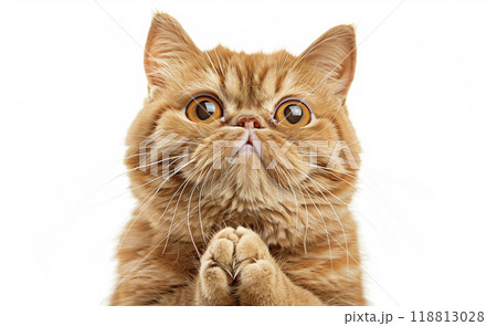 お願いポーズのエキゾチックショートヘア 118813028