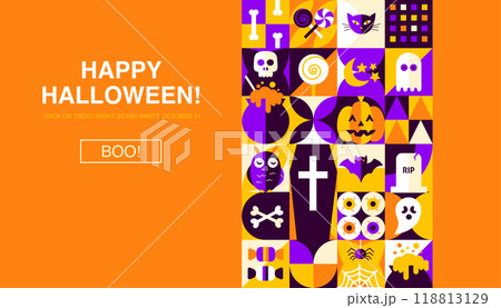 Happy Halloween Geometrical Web Banner 118813129