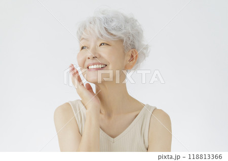 グレーヘアのシニア女性のポートレート ビューティ グレーヘアのシニア女性のポートレート ビューティ 118813366