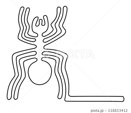 The Spider. Nazca Lines in the desert of southern Peru. Made of a single continuous line. About 46 meters body length, can only be seen from high places or the air, created between 500 BC and 500 AD. 118813412