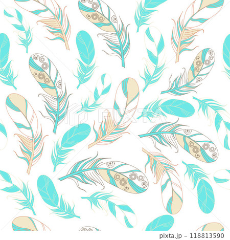 Vector pastel feathers pattern for your design 118813590