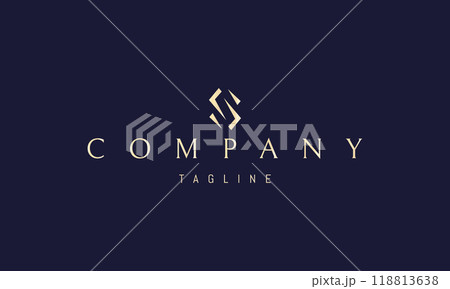Vector golden logo with an abstract image of the letter S in a white space style. 118813638