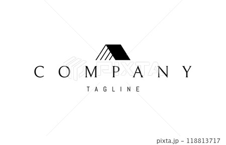 Vector logo with an abstract image of a house roof in the form of an open book. Vector logo with an abstract image of a house roof in the form of an open book. 118813717