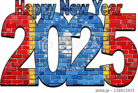 Happy New Year 2025 with Magnolia flag inside 118813935