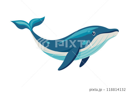Whale swimming in deep blue ocean Whale swimming in deep blue ocean 118814132