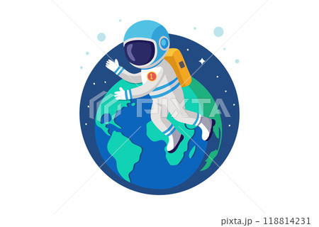 Astronaut floating in space above the planet 118814231