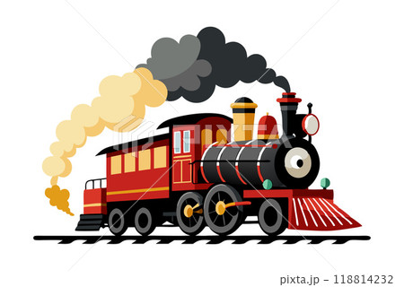Classic steam locomotive with smoke 118814232