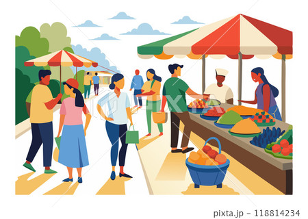 People shopping at a farmer's market 118814234