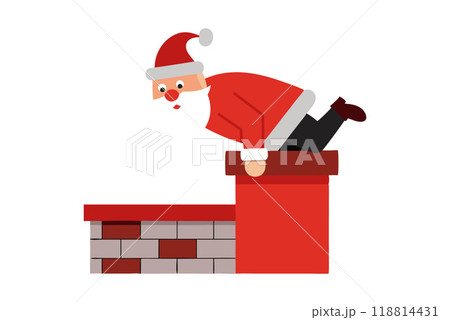 Illustration of Santa Claus climbing down a chimney on Christmas Eve 118814431
