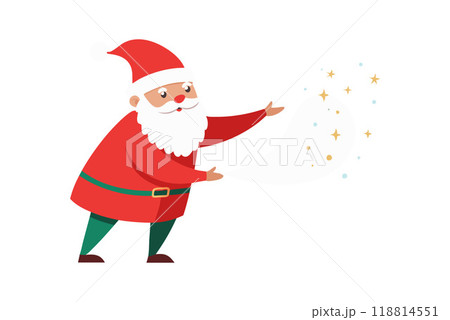 Santa Claus spreading magic with his hands in a festive Christmas scene 118814551