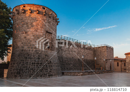 Krk Croatia 28.06.24The walls of the Frankopan fortress at sunrise Krk Croatia 28.06.24The walls of the Frankopan fortress at sunrise 118814710