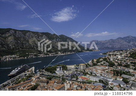 Montenegro, Kotor. View of the Kotor Gorge from the mountain. 118814796