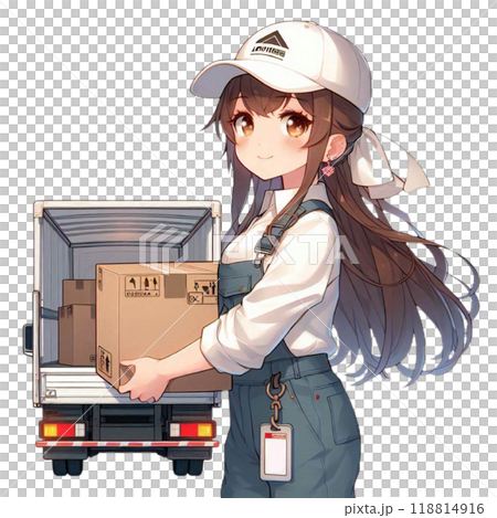 Delivery person carrying baggage Delivery person carrying baggage 118814916