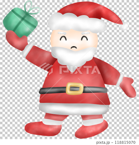 Cute Santa Claus is holding a gift box 118815070