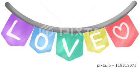 minimal rainbow flag with word LOVE 118815073