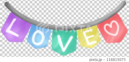minimal rainbow flag with word LOVE 118815073