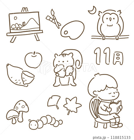 11月のセットアイコン　色なし 118815133