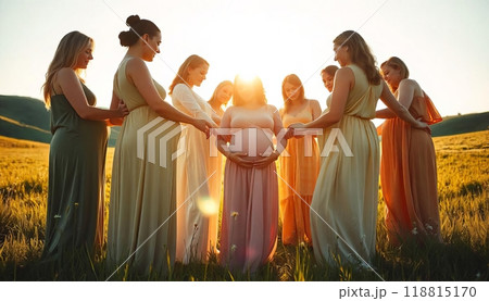 group of pregnant women supporting each other, sisterhood group of pregnant women supporting each other, sisterhood 118815170