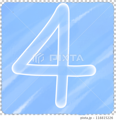 Transparent white number four on a watercolor background	 118815226
