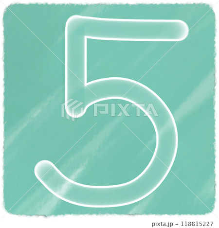 Transparent white number five on a watercolor background 118815227