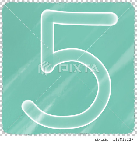 Transparent white number five on a watercolor background 118815227