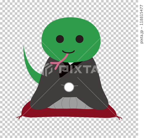 Illustration of a snake wearing hakama bowing 118815477