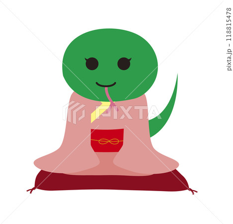 礼をする着物を着たへビのイラスト 118815478