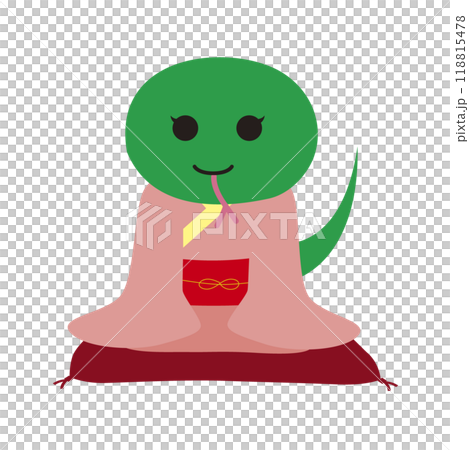 礼をする着物を着たへビのイラスト 118815478