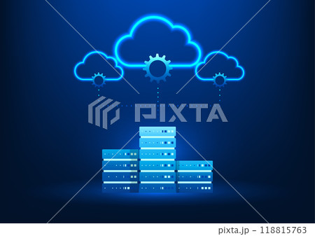 Cloud Technology Background, Cloud-connected servers, representing efficient data storage and collaboration in the digital age. 118815763
