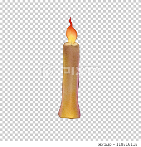 Watercolor glowing candle isolated on white background. Illustration cozy burning wax candle, autumn and winter home interior decor. Halloween set. Ideal design, poster, spiritual themes, and festive. Watercolor glowing candle isolated on white background. Illustration cozy burning wax candle, autumn and winter home interior decor. Halloween set. Ideal design, poster, spiritual themes, and festive. 118816118