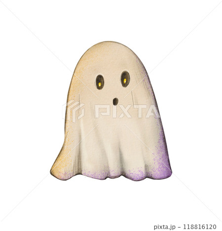 Watercolor cute, spooky ghost with glowing yellow eyes isolated on white background. Illustration ghost wearing white. Halloween concept. Autumn season. Ideal holiday clipart, celebration, design. Watercolor cute, spooky ghost with glowing yellow eyes isolated on white background. Illustration ghost wearing white. Halloween concept. Autumn season. Ideal holiday clipart, celebration, design. 118816120