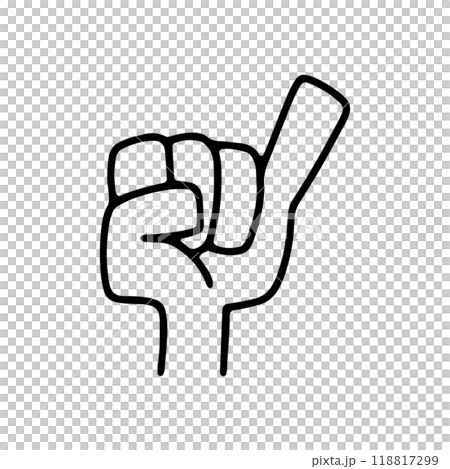 小指を立てる左手のハンドサインアイコン 118817299