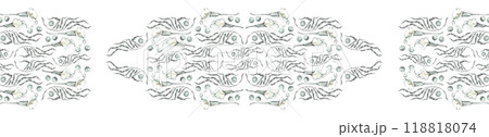 Watercolor flowers design for long scarves and table cloth. Hand drawn watercolor illustration 118818074