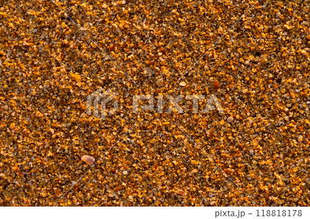 Texture of golden sand from seashells ground by the sea. Golden sand Texture of golden sand from seashells ground by the sea. Golden sand 118818178