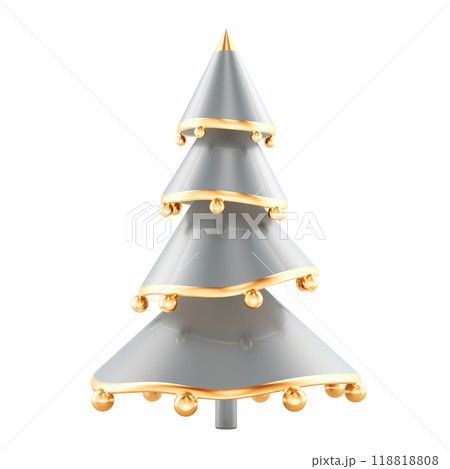 Abstract Minimalistic Metallic Christmas Tree, 3D rendering Abstract Minimalistic Metallic Christmas Tree, 3D rendering 118818808