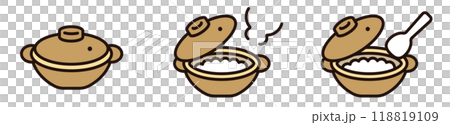 Clay pot illustration. Rice vector icon. Simple design. 118819109