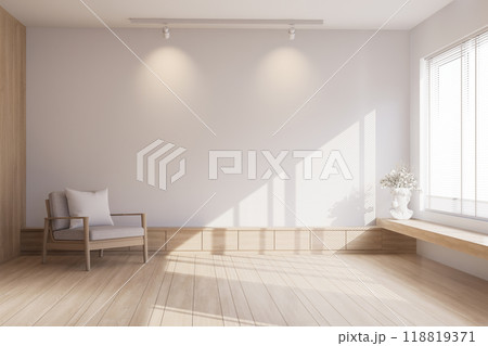 Minimal style modern contemporary living room interior with empty white wall 3d render 118819371