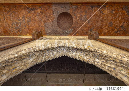 Arabic interiors of Nasrid Palace, Alhambra palace comple, Generalife and Albayzin, UNESCO site, Granada, Andalusia, Spain 118819444