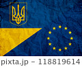 Flag of Invincible Ukraine. Free country of the world. 118819614