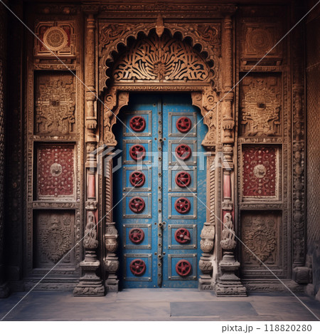 Ornamental door in India 118820280