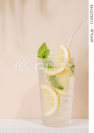Fresh summer lemonade with lemon and mint Fresh summer lemonade with lemon and mint 118820548